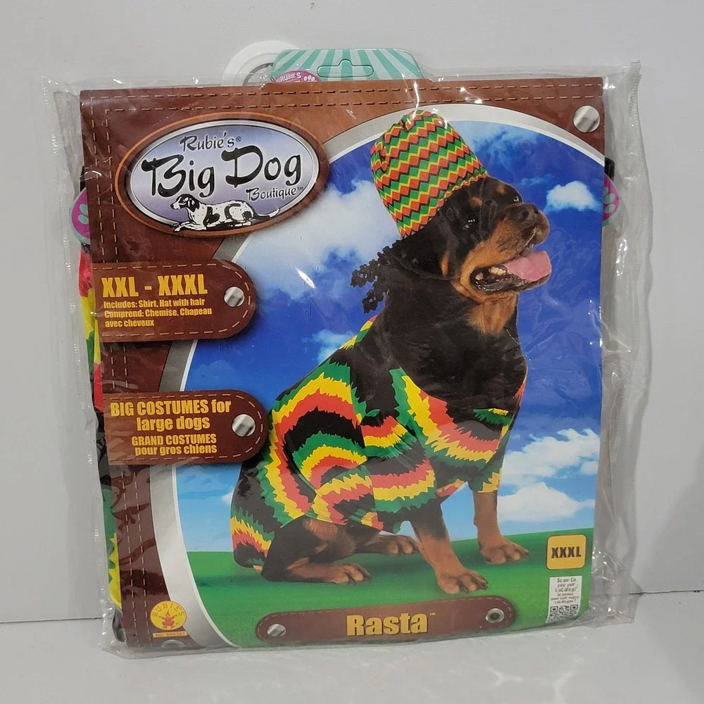 Rubies Big Dog Boutique Rasta Costume Shirt Hat with Hair XXL XXXL New